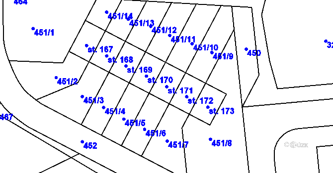 Parcela st. 171 v KÚ Točník, Katastrální mapa
