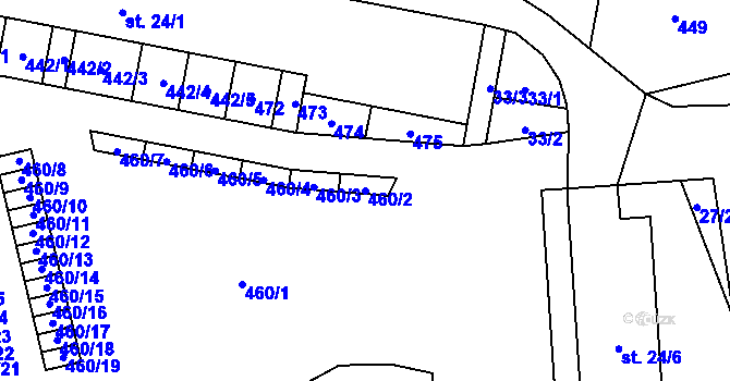 Parcela st. 460/2 v KÚ Točník, Katastrální mapa