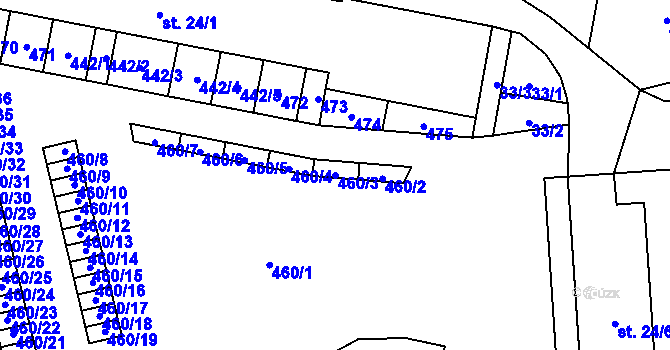 Parcela st. 460/3 v KÚ Točník, Katastrální mapa