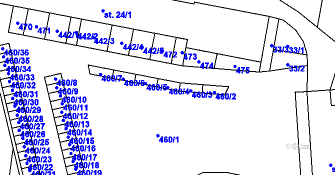 Parcela st. 460/4 v KÚ Točník, Katastrální mapa