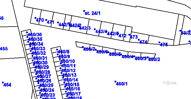 Parcela st. 460/6 v KÚ Točník, Katastrální mapa