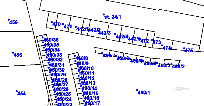 Parcela st. 460/7 v KÚ Točník, Katastrální mapa
