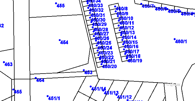 Parcela st. 460/23 v KÚ Točník, Katastrální mapa