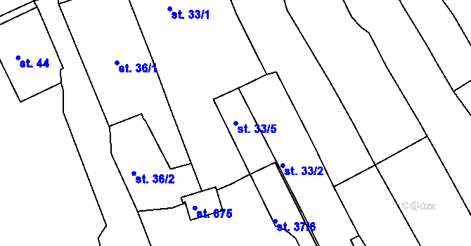 Parcela st. 33/5 v KÚ Žebrák, Katastrální mapa