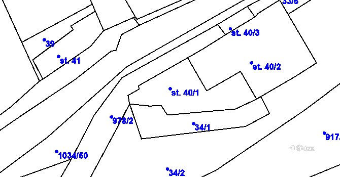Parcela st. 40/1 v KÚ Žebrák, Katastrální mapa