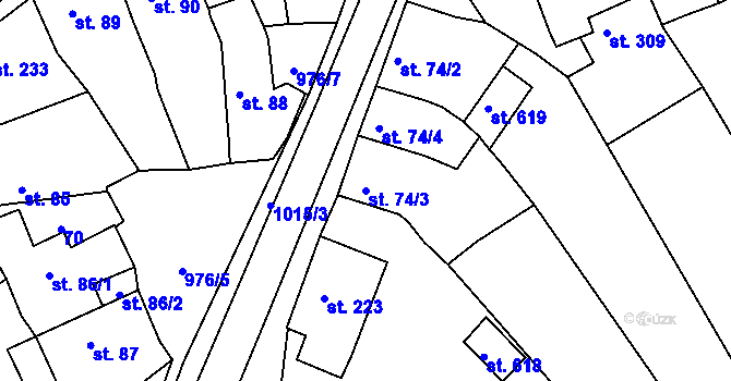 Parcela st. 74/3 v KÚ Žebrák, Katastrální mapa