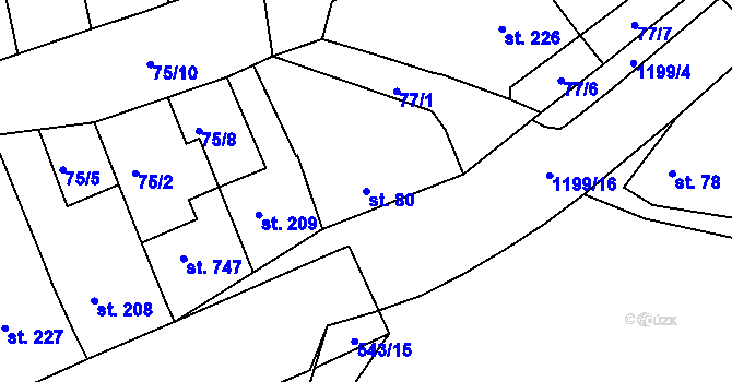 Parcela st. 80 v KÚ Žebrák, Katastrální mapa