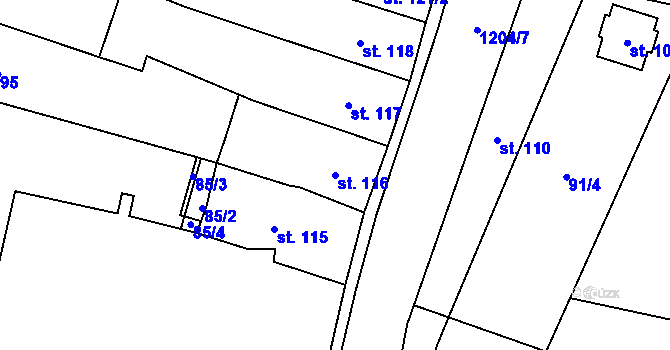 Parcela st. 116 v KÚ Žebrák, Katastrální mapa