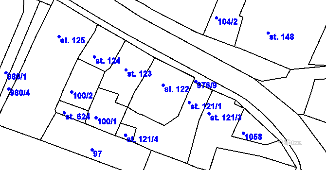 Parcela st. 122 v KÚ Žebrák, Katastrální mapa