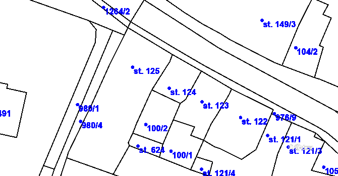 Parcela st. 124 v KÚ Žebrák, Katastrální mapa