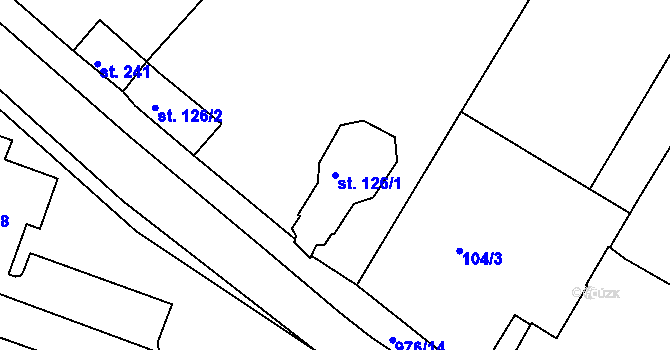Parcela st. 126/1 v KÚ Žebrák, Katastrální mapa