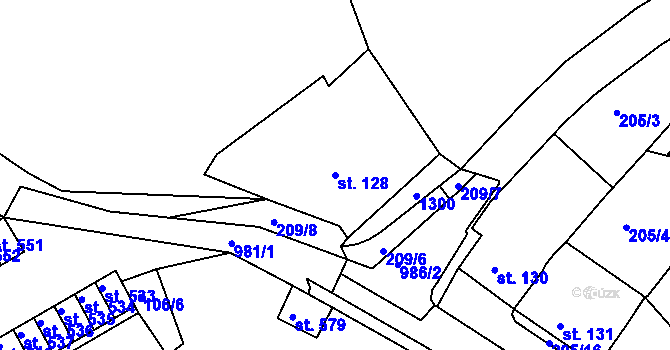 Parcela st. 128 v KÚ Žebrák, Katastrální mapa