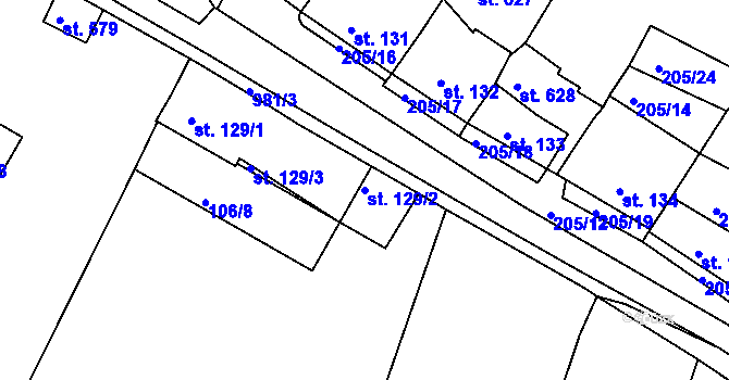 Parcela st. 129/2 v KÚ Žebrák, Katastrální mapa