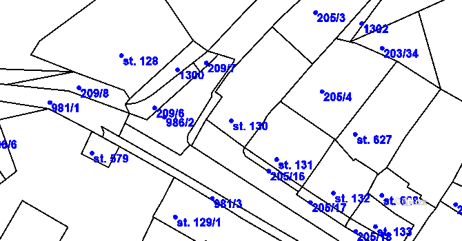 Parcela st. 130 v KÚ Žebrák, Katastrální mapa