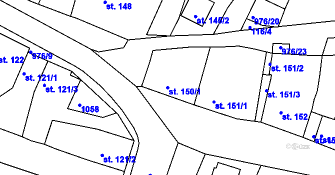 Parcela st. 150/1 v KÚ Žebrák, Katastrální mapa
