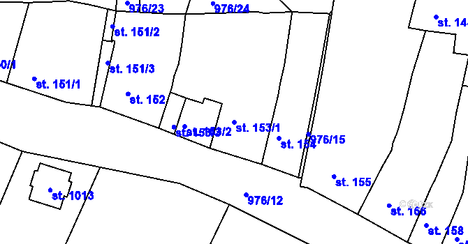 Parcela st. 153/1 v KÚ Žebrák, Katastrální mapa
