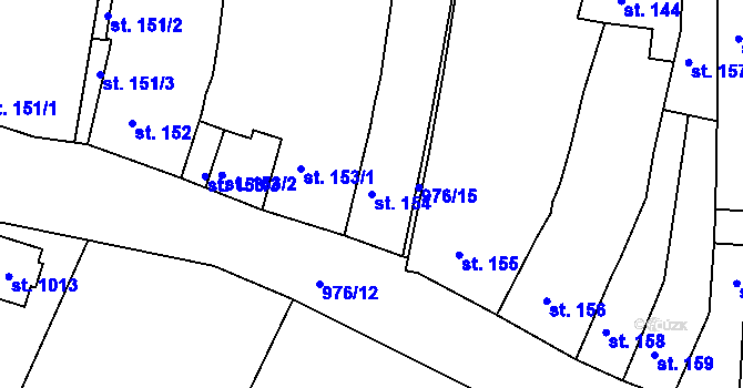 Parcela st. 154 v KÚ Žebrák, Katastrální mapa