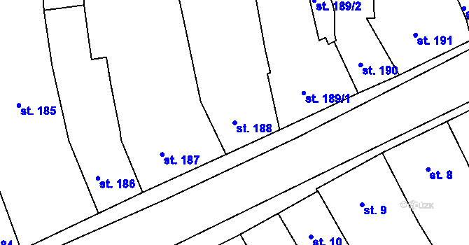 Parcela st. 188 v KÚ Žebrák, Katastrální mapa