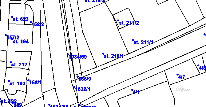 Parcela st. 210/1 v KÚ Žebrák, Katastrální mapa