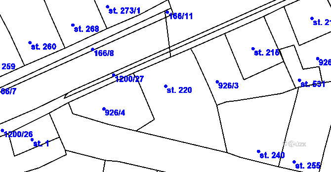 Parcela st. 220 v KÚ Žebrák, Katastrální mapa