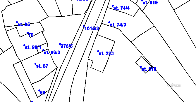 Parcela st. 223 v KÚ Žebrák, Katastrální mapa