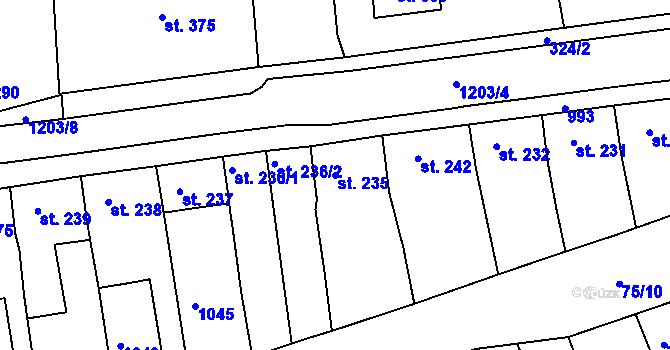 Parcela st. 235 v KÚ Žebrák, Katastrální mapa