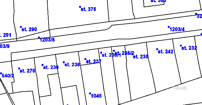 Parcela st. 236/1 v KÚ Žebrák, Katastrální mapa