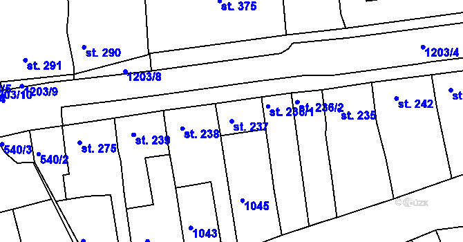 Parcela st. 237 v KÚ Žebrák, Katastrální mapa