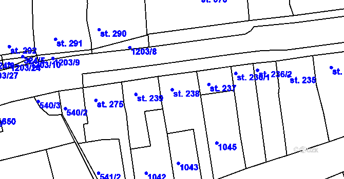 Parcela st. 238 v KÚ Žebrák, Katastrální mapa