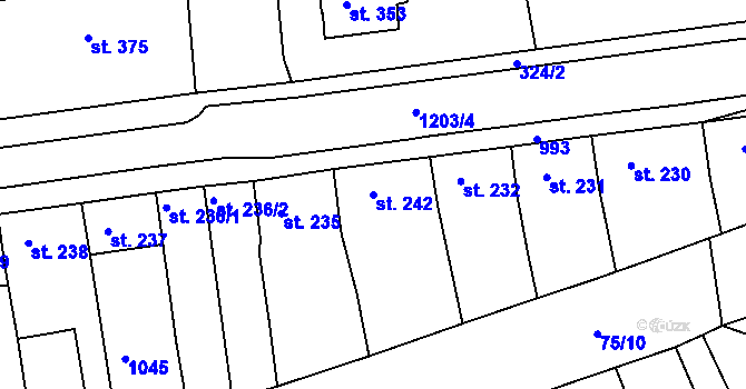 Parcela st. 242 v KÚ Žebrák, Katastrální mapa