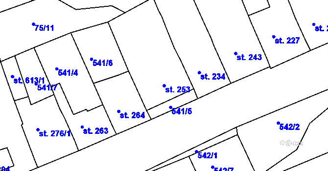 Parcela st. 253 v KÚ Žebrák, Katastrální mapa