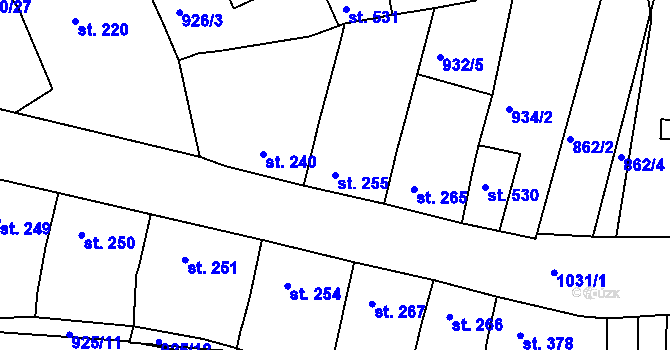 Parcela st. 255 v KÚ Žebrák, Katastrální mapa