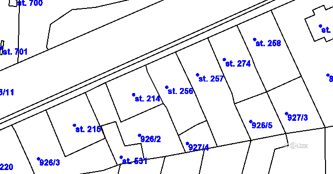 Parcela st. 256 v KÚ Žebrák, Katastrální mapa