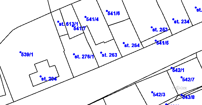 Parcela st. 263 v KÚ Žebrák, Katastrální mapa