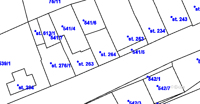 Parcela st. 264 v KÚ Žebrák, Katastrální mapa