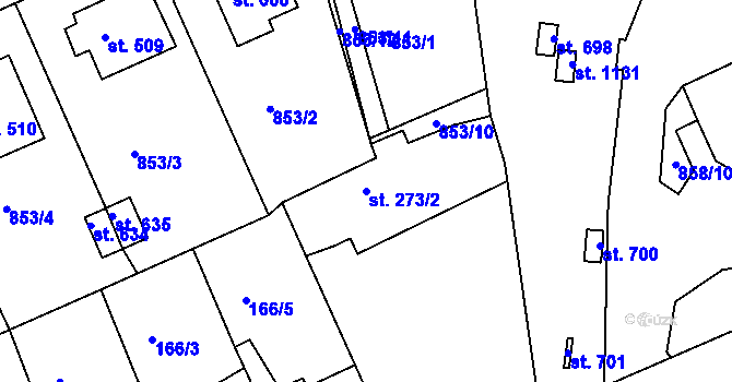 Parcela st. 273/2 v KÚ Žebrák, Katastrální mapa