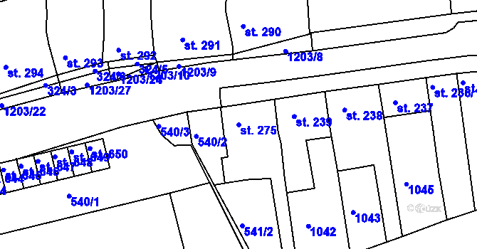 Parcela st. 275 v KÚ Žebrák, Katastrální mapa