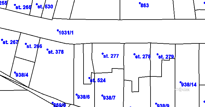 Parcela st. 277 v KÚ Žebrák, Katastrální mapa