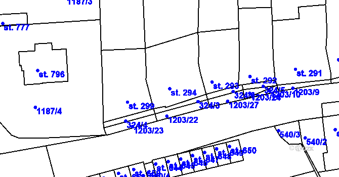 Parcela st. 294 v KÚ Žebrák, Katastrální mapa