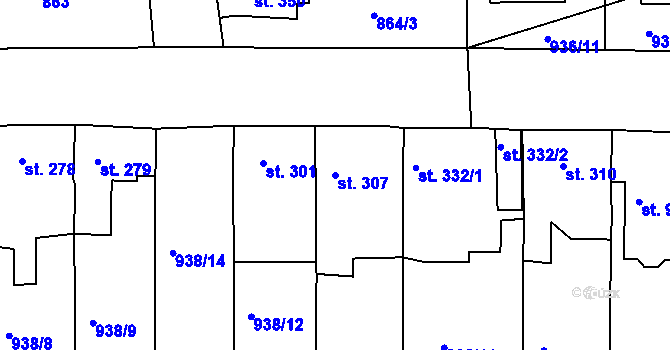 Parcela st. 307 v KÚ Žebrák, Katastrální mapa