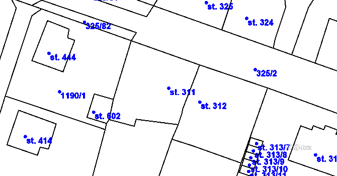 Parcela st. 311 v KÚ Žebrák, Katastrální mapa
