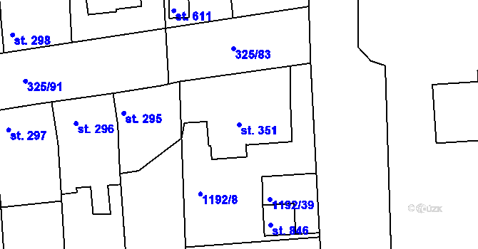 Parcela st. 351 v KÚ Žebrák, Katastrální mapa