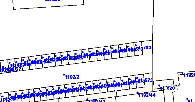 Parcela st. 407 v KÚ Žebrák, Katastrální mapa