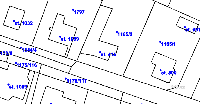 Parcela st. 415 v KÚ Žebrák, Katastrální mapa