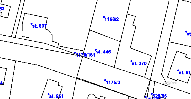 Parcela st. 446 v KÚ Žebrák, Katastrální mapa