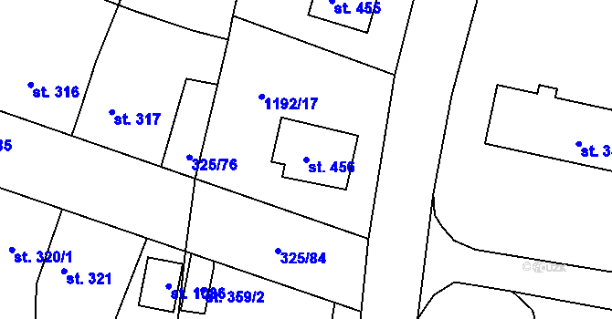 Parcela st. 456 v KÚ Žebrák, Katastrální mapa