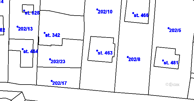 Parcela st. 463 v KÚ Žebrák, Katastrální mapa