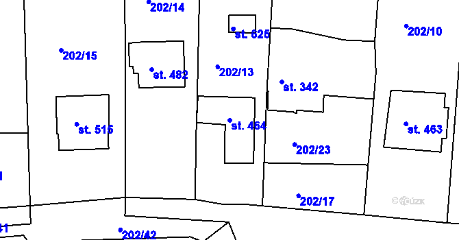 Parcela st. 464 v KÚ Žebrák, Katastrální mapa