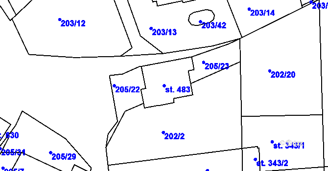 Parcela st. 483 v KÚ Žebrák, Katastrální mapa