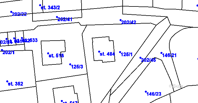Parcela st. 484 v KÚ Žebrák, Katastrální mapa